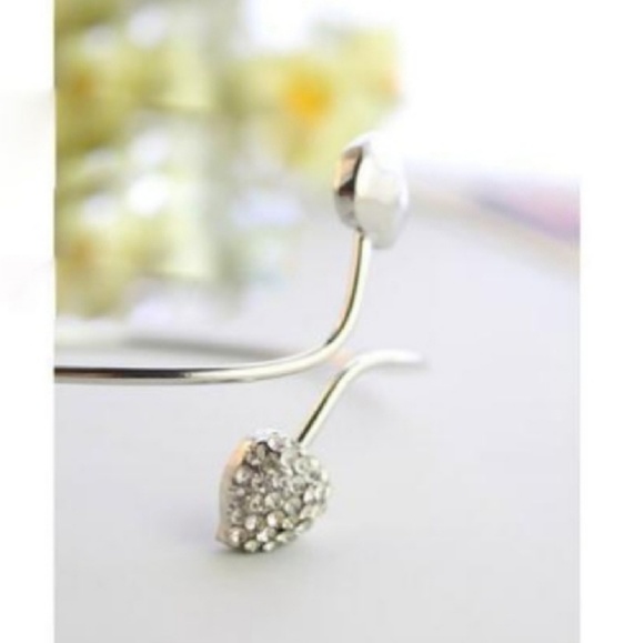 Double Peach Heart Of Love Open Bangle Adjusts - Picture 3 of 6